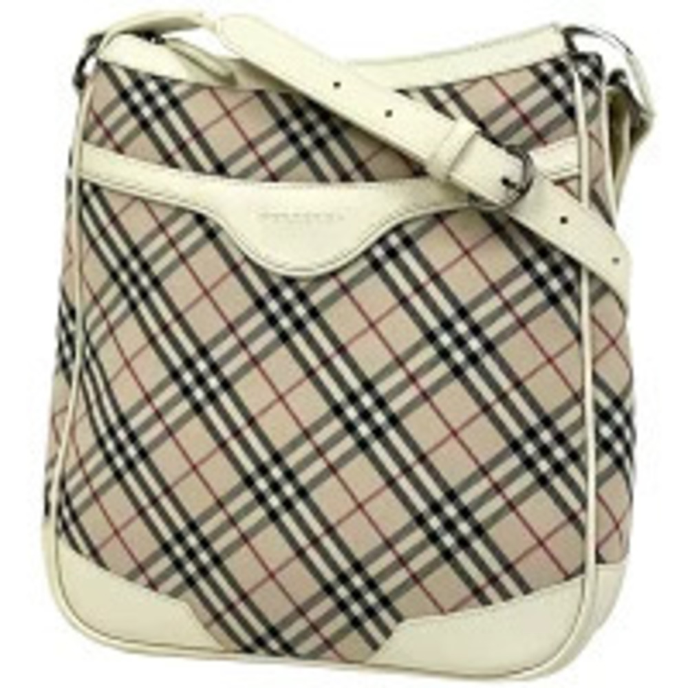 Burberry Check Shoulder Bag Crossbody Canvas Beige White